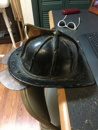 1987 Fdny Worn Fire Helmet And Fdny Patch