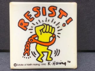 Vtg Estate Keith Haring 1990 Signed Resist Pin Rare