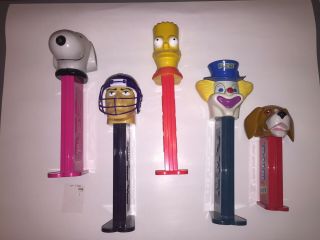 Giant Pez Dispensers (bart Simpson,  Snoopy,  Bozo The Clown,  Minnesota Viking)