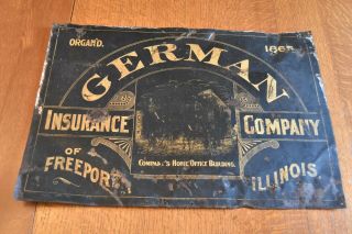 Vintage German Insurance Company Freeport Illinois Metal Sign Old