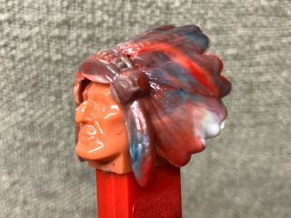Vintage Pez Dispenser,  Indian With Marble Headress,  No Feet