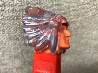 Vintage Pez Dispenser,  Indian With Marble Headress,  No Feet 2