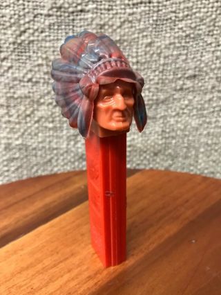 Vintage Pez Dispenser,  Indian With Marble Headress,  No Feet 3