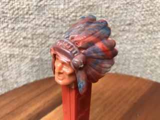 Vintage Pez Dispenser,  Indian With Marble Headress,  No Feet 4