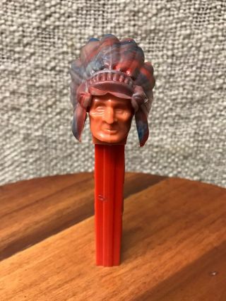 Vintage Pez Dispenser,  Indian With Marble Headress,  No Feet 6