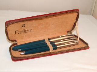 Vintage Parker 51 Classic Fountain Pen,  Ballpoint Pen & Rotary Pencil Triple Set