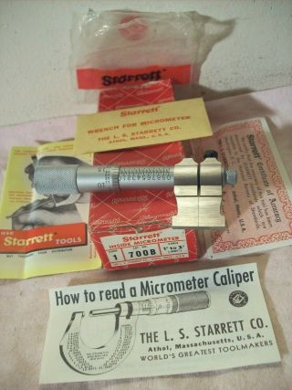 1960 ' s L.  S.  STARRETT INSIDE MICROMETER 700B MACHINISTS TOOL IN ORIG.  BOX 2