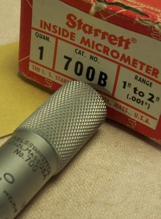 1960 ' s L.  S.  STARRETT INSIDE MICROMETER 700B MACHINISTS TOOL IN ORIG.  BOX 8