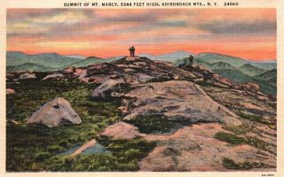 Adirondack Mts. ,  Ny,  Summit Of Mt.  Marcy,  1955 Linen Vintage Postcard G3646