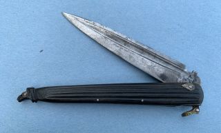 Carved Horn Navaja Clasp Knife