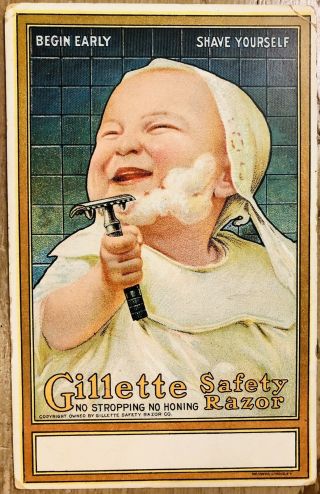 Vintage 1911 Gillette Safety Razor Advertising Antique Postcard