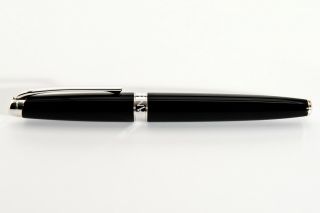 CARAN d ACHE Leman Ebony Black Silver Plated and Rhodium Coated.  Fountain Pen. 6