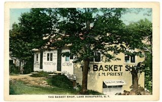 Lake Bonaparte Ny - The Basket Shop - Ice Cream Parlor - Postcard Adirondacks