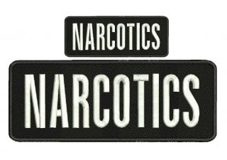 Narcotics Embroidery Patches 4 X 10 " And 2x5 Hook On Back