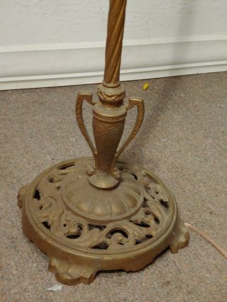 ANTIQUE VTG CAST FLOOR LAMP VICTORIAN,  BRIDGE & BASE,  ALABASTER TRIM,  REWIRED 2