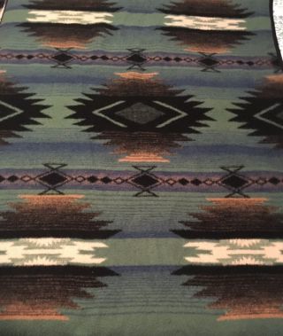 Vtg Biederlack Southwest Tribal Fleece Throw Reversible Blanket 60 X 80 Usa