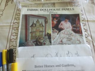 1978 Better Homes & Gardens 6 VICTORIAN DOLLHOUSE Fabric PANELS & 3 DOLL KITS, 3