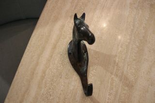 Antique Horse Head Solid Brass Wall Hook Old English Stunning