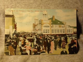 Vintage Postcard Boardwalk And Entrance To Steel Pier,  Atlantic City,  N.  J.