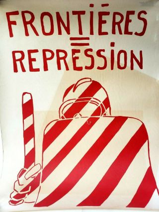 Vintage French War Peace Poster Vintage 1960s Frontieres = Repression