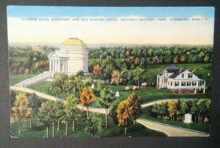 Vintage Linen Mississippi Postcard National Military Park Monument Vicksburg Ms