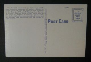 Vintage Linen MISSISSIPPI Postcard National Military Park Monument Vicksburg MS 2