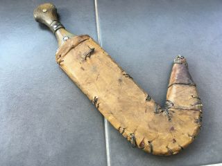 Antique Islamic Yemen Jambiya Khanjar Curved Dagger Knife with Scabbard 5