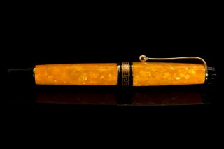 Aurora Optima Sole Yellow Celluloid and Gold Fountain Pen,  Limited Edition.  18K. 6
