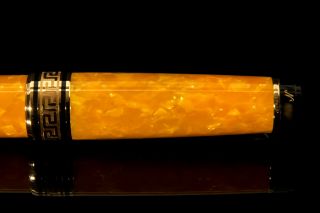 Aurora Optima Sole Yellow Celluloid and Gold Fountain Pen,  Limited Edition.  18K. 8