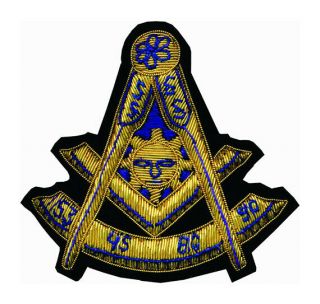 Masonic Past Master Hand Made Bullion Emblem Past Master