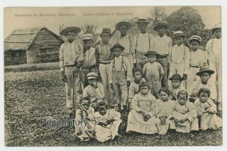 Vintage Postcard 1900s Nicaragua Bluefields Native Children Recuerdos Bluefields