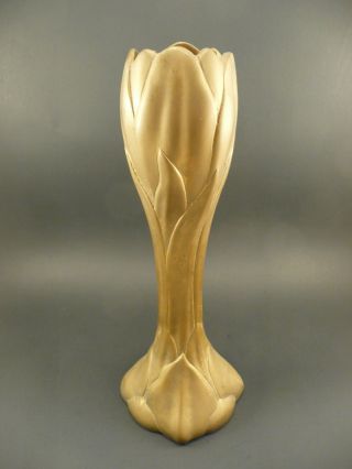 Antique Art Nouveau Gilt Bronze Tulip Vase Gold Jugendstil Metal Brass Sculpture