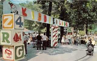 Cedar Point Sandusky Ohio 1960 Postcard Amusement Park Kiddieland Steam Train