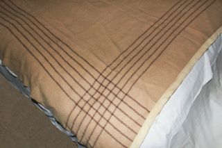 Vintage Tan Brown Wool Blanket 74” x 62” 3