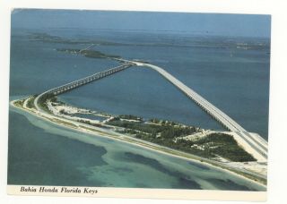 Vintage Postcard Aerial View Bahia Honda State Park Florida Fl Keys Bridge