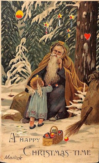 Christmas Santa Claus Hold - To - Light H - T - L - Signed Mailick 1910 Postcard