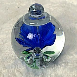 Dynasty Gallery Hierloom Collectibles Blue Flower Teapot Blown Glass Paperweight 3