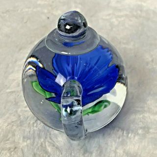Dynasty Gallery Hierloom Collectibles Blue Flower Teapot Blown Glass Paperweight 4