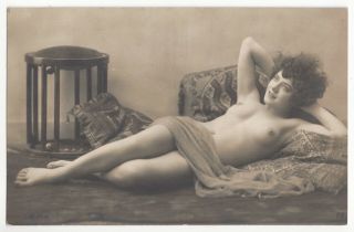 1920 French Photograph - Youthful,  Naked & Reclining - Face & Smile