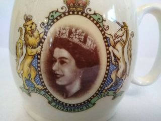 Vtg 1953 Collectible Queen Elizabeth Ii Coronation Cup Mug -
