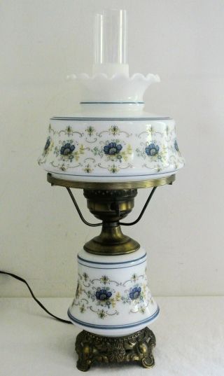 Quoizel Abigail Adams Blue 20 " Hurricane Colonial Table Lamp - Ab701a Milk Glass