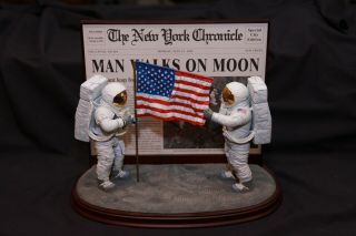 Danbury Aldrin Armstrong One Small Step Moon Landing Apollo Statue Figurine