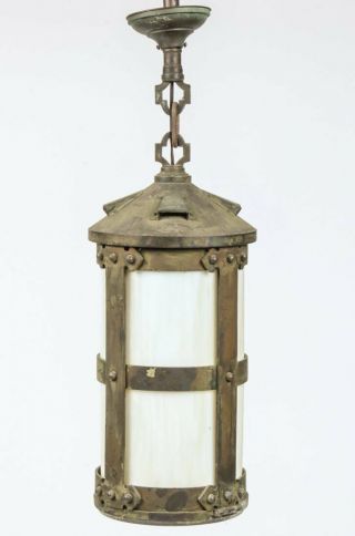 Large Antique Revival,  Arts & Crafts,  Spanish Cylinder Hall Lantern /