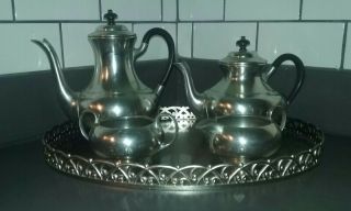 Vintage Pewter Tea & Coffee Serving Set Metawa Holland