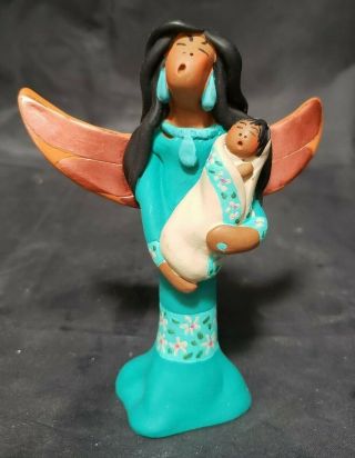 April Romo De Vivar Singing Angel Holding Baby Figurine - 4 5/8 " Tall