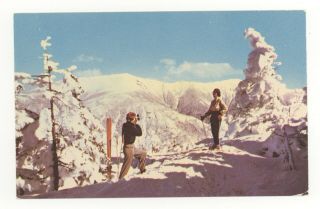 Vintage Postcard White Mountains Ski Skiing Hampshire Nh Lady Skier