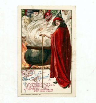 C.  1912 Halloween Postcard John Winsch,  Samuel Schmucker The Halloween Cauldron