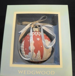 Wedgwood Jasperware Red English Countryside Ball Christmas Ornament Nib