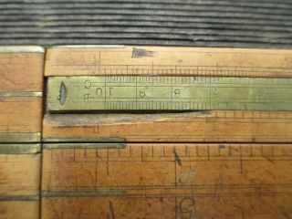 Antique E.  A.  Stearns,  Co folding boxwood brass bound ruler brass extension 11