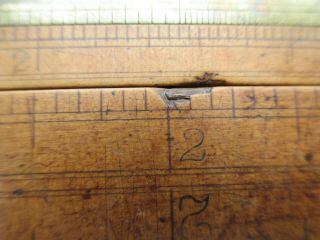 Antique E.  A.  Stearns,  Co folding boxwood brass bound ruler brass extension 12